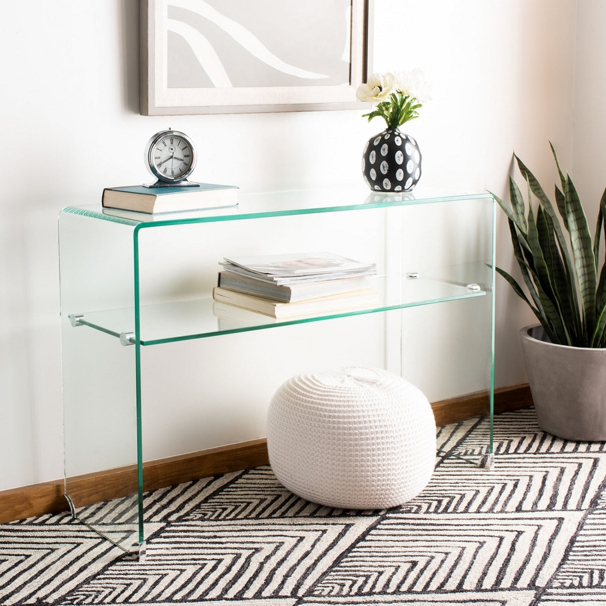 Hollis Glass Console Table - SAFAVIEH