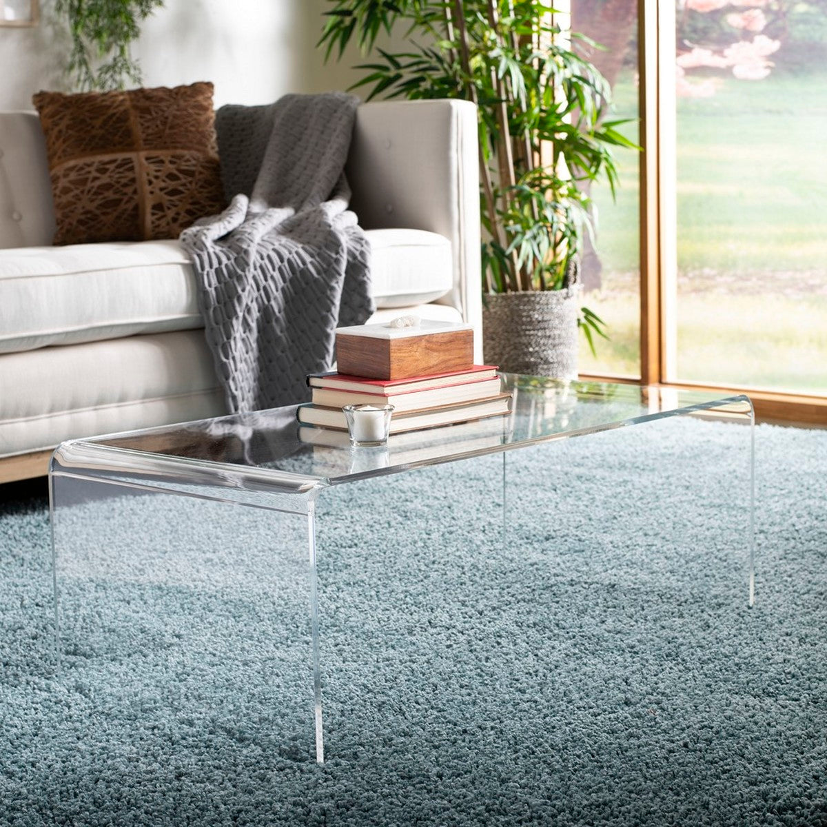 Square acrylic coffee table discount