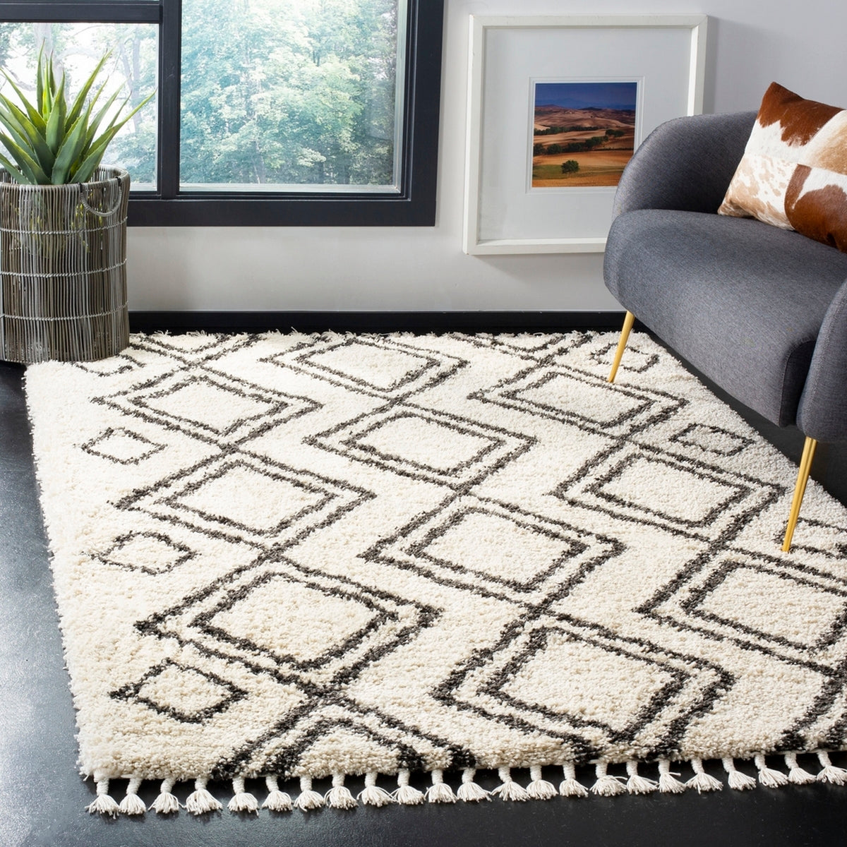 Moroccan Fringe Shag 200  Rug Collection - MFG247B - SAFAVIEH